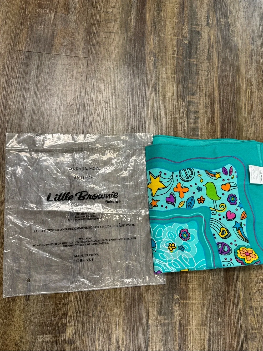 Little Brownie Girl Scout Turquoise Kids Bandana with Colorful Dragonfly Flowers